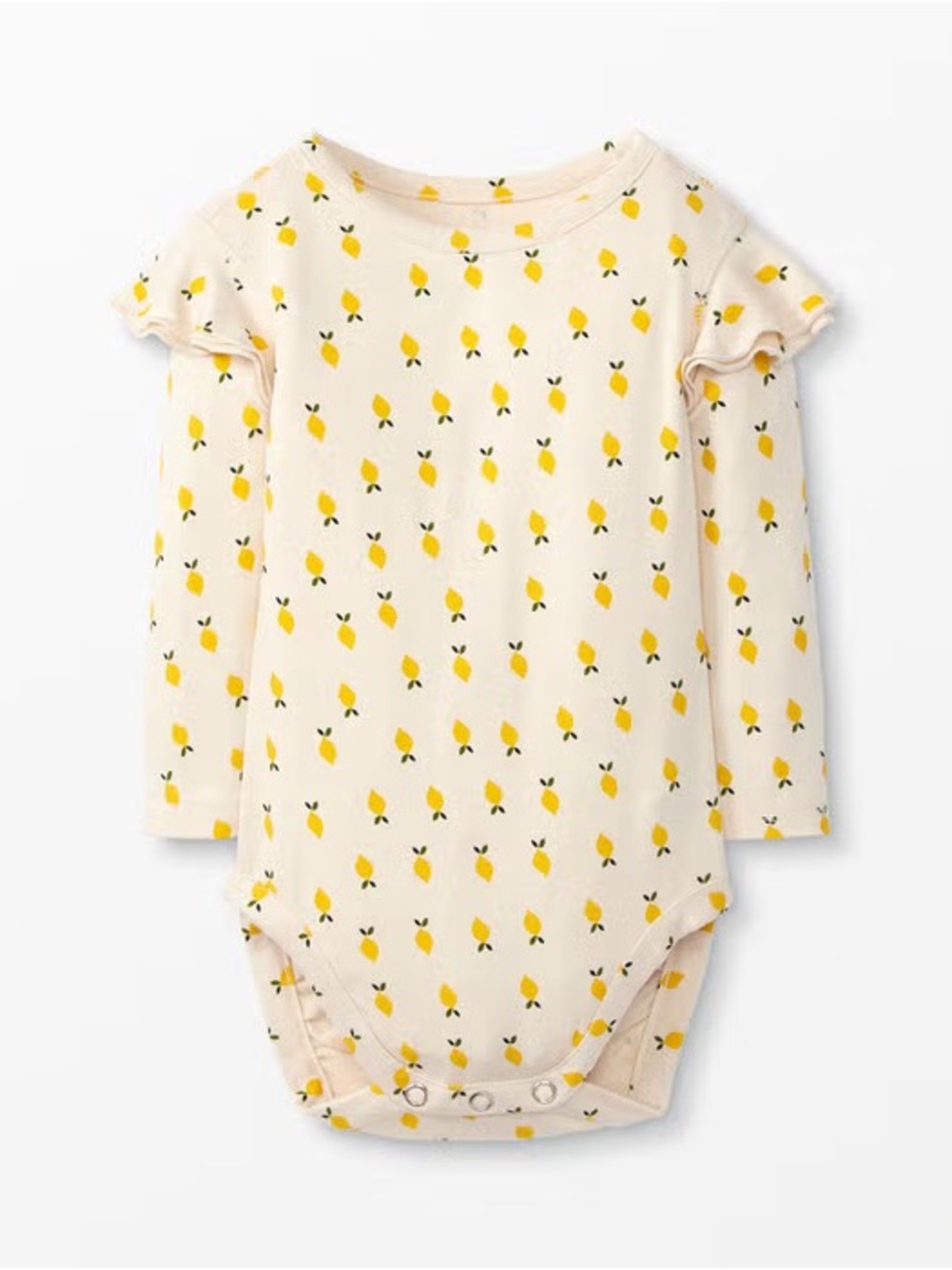 Hanna Andersson Cream Long-Sleeve Bodysuit with Yellow Lemon Print